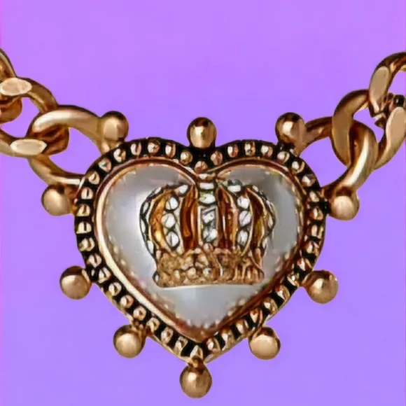NEW Juicy Couture Gold Crown Heart Necklace 18 Inches New With Tags - Picture 2 of 6